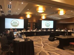 OrganicEye Board President, and pioneering Maine organic farmer, Jim Gerritsen making one of his numerous appearances testifying at a previous NOSB meeting.